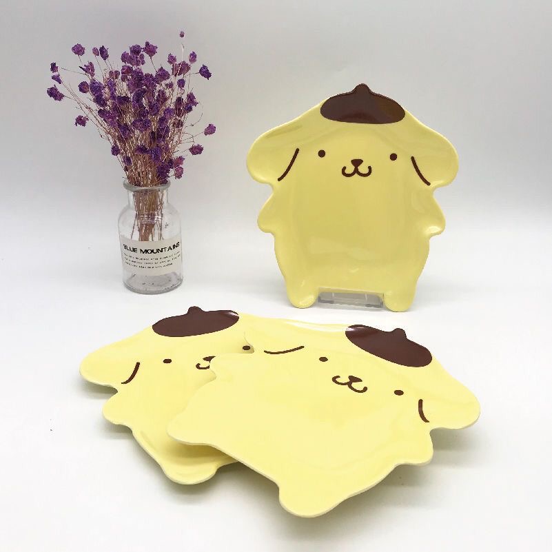 Japanese Snacks - Kawaii Pompompurin-vormige bord, schattig geel puppy-snackbord,
